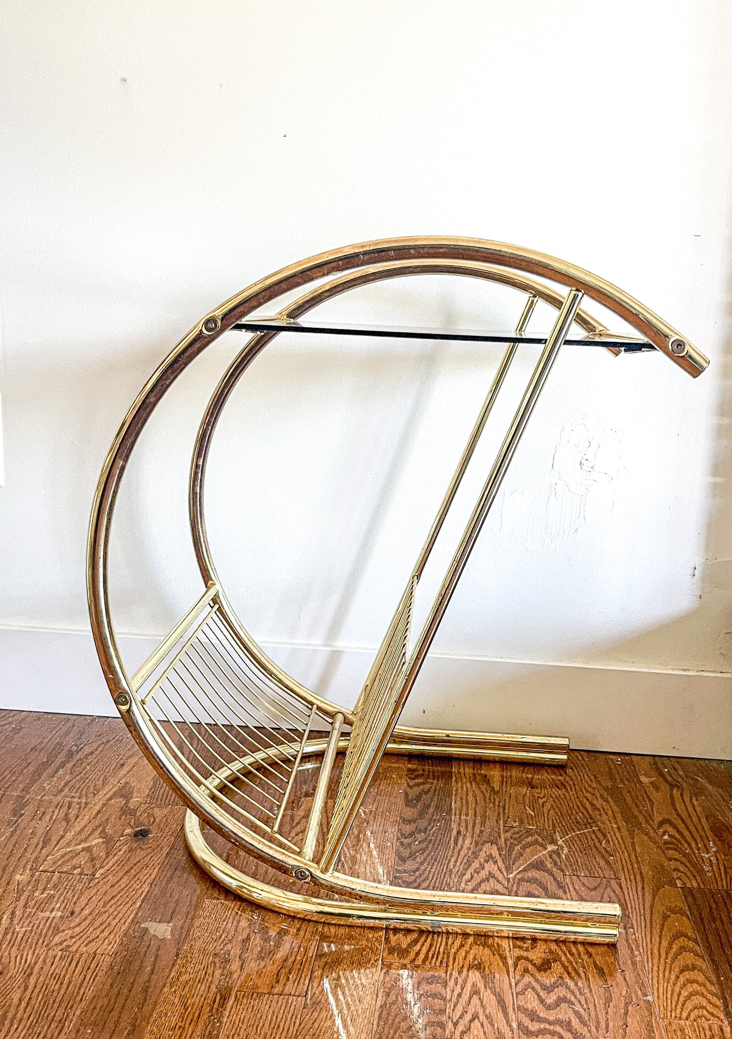 Brass Side Table/Magazine Rack