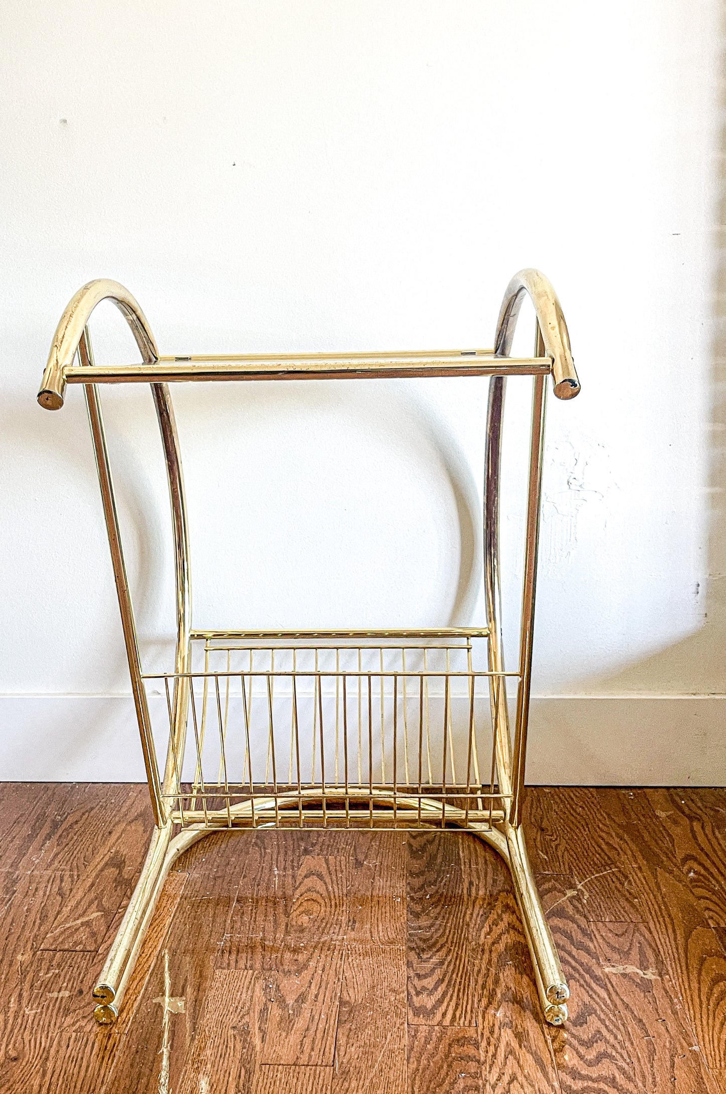 Brass Side Table/Magazine Rack