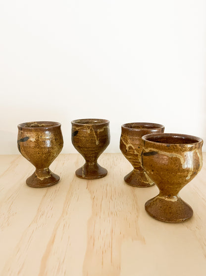 Set of 4 Vintage Stoneware Goblets