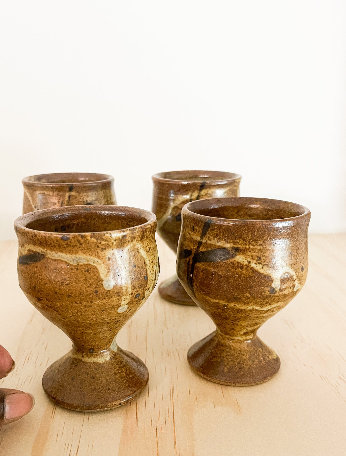 Set of 4 Vintage Stoneware Goblets