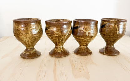 Set of 4 Vintage Stoneware Goblets