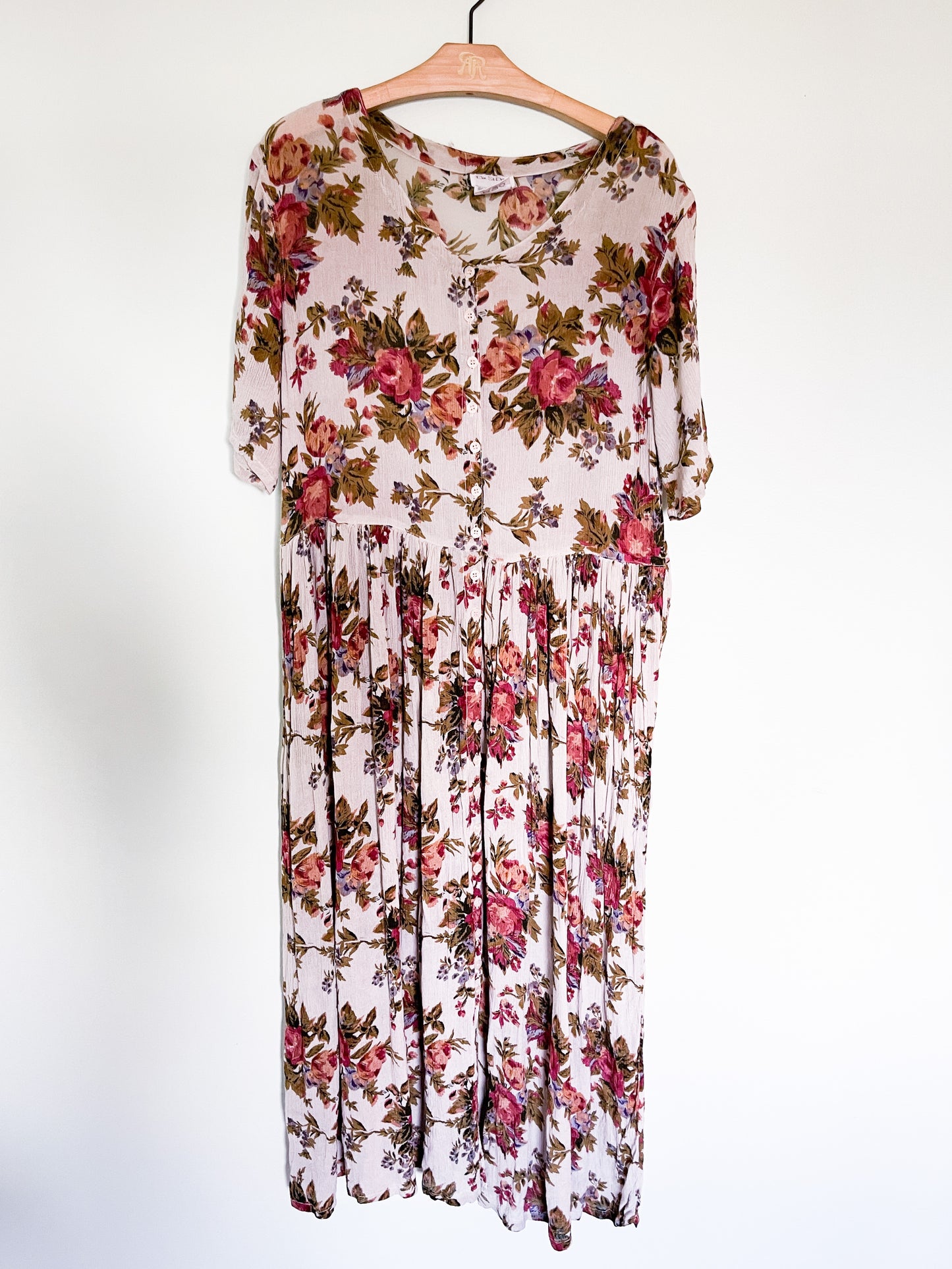 Vintage Floral Dress - Cream