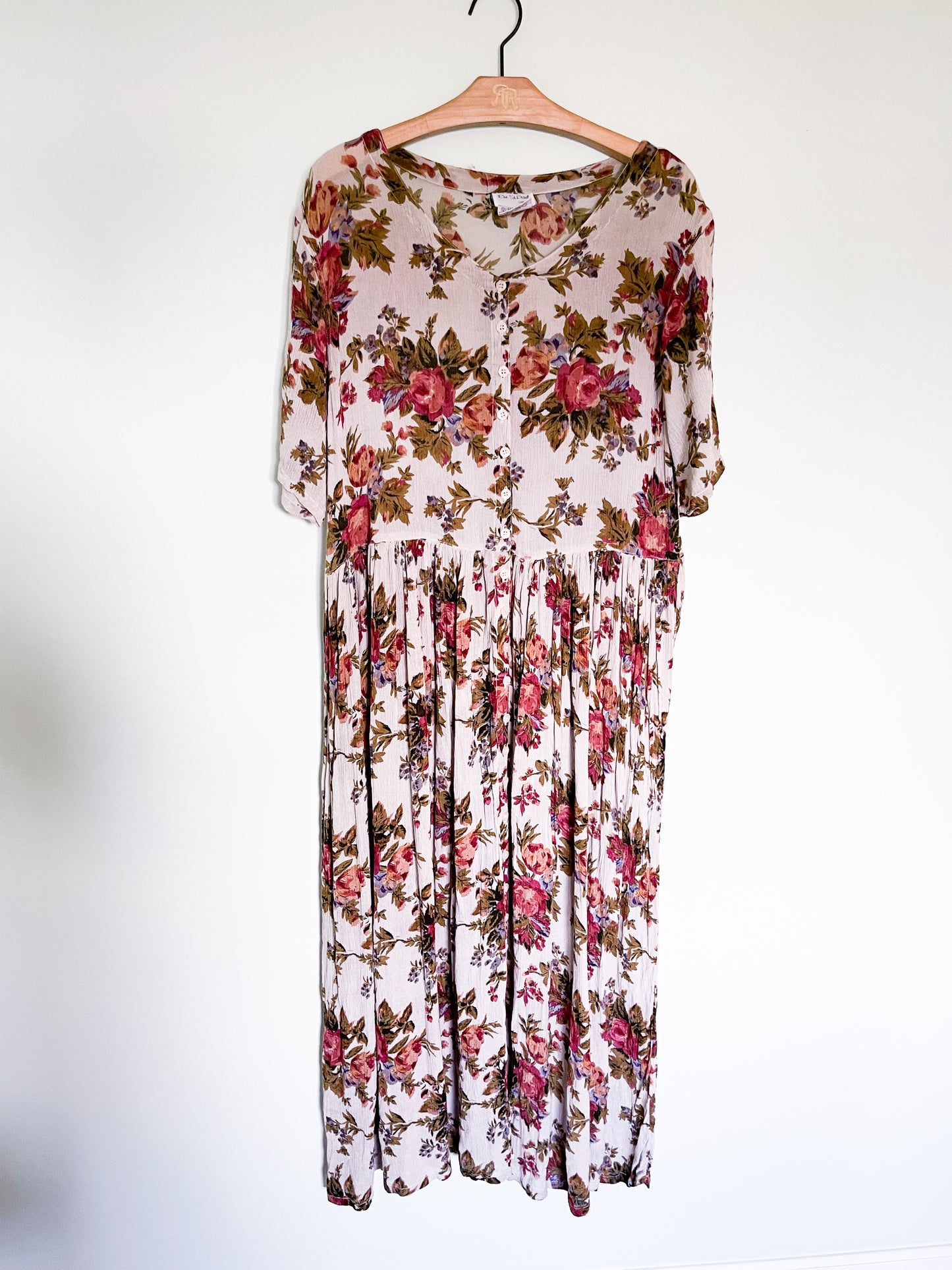 Vintage Floral Dress - Cream